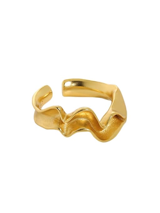 18K gold [14 adjustable] 925 Sterling Silver Irregular Vintage Band Ring